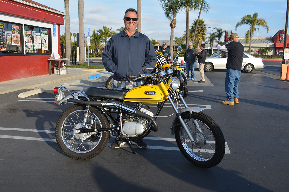 Bill Brewer of Huntington Beach with his 1970 Yamaha AT1