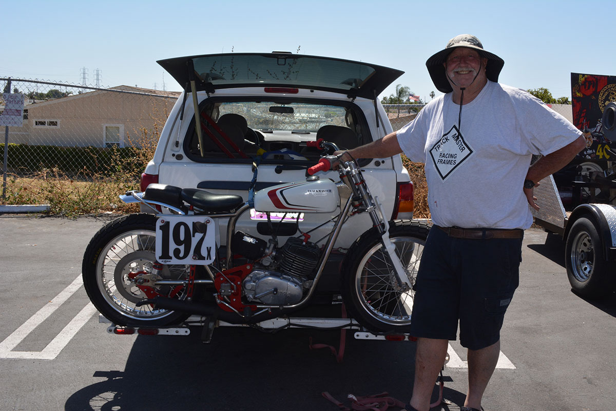 Mike Fritz of Garden Grove with his 1972 Yamaha Trackmaster