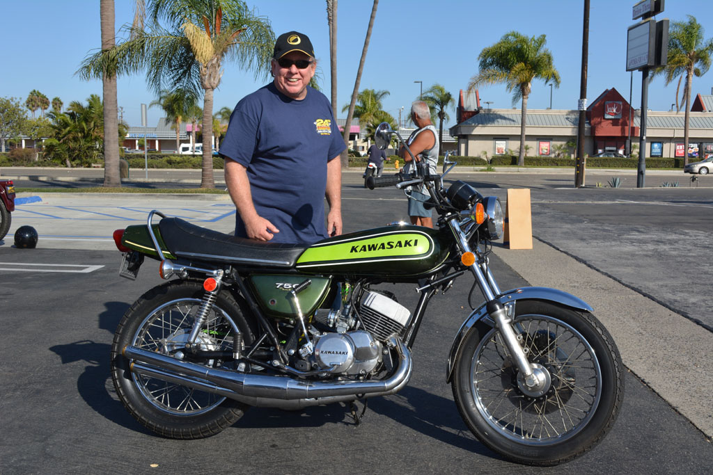 Don Reynolds of West Covina with his 1973 Kawasaki H2 Mach IV
