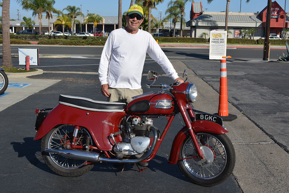 Bob Barnett of Costa Mesa with his 1960 Triumph Speed Twin