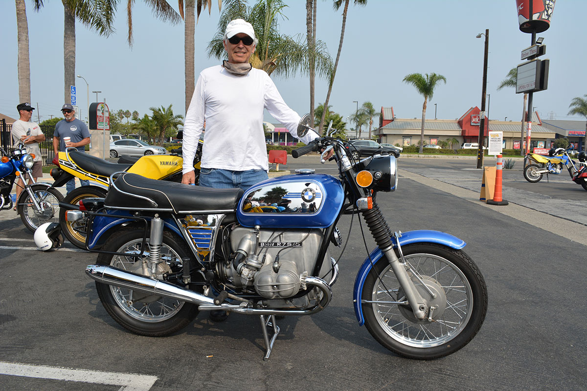 Norm Michaud of Huntington Beach with his 1973 BMW R75/5