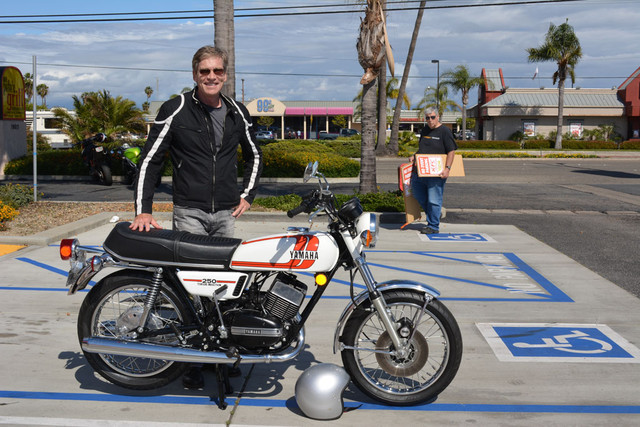 John Mozley with his 1975 Yamaha RD250