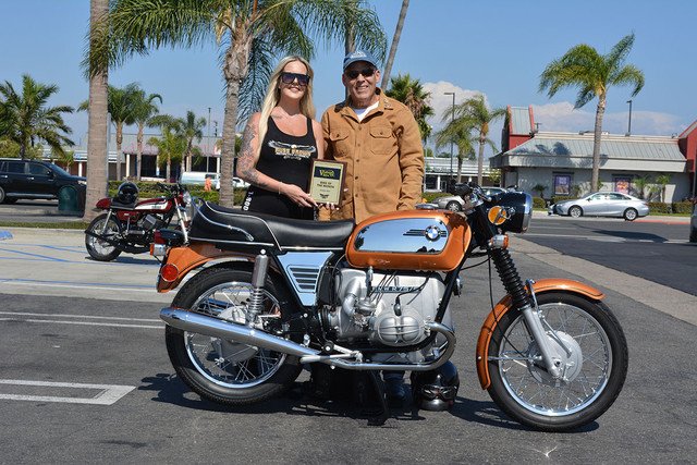 Ken Morris of Rancho Cucamonga with his
1973 BMW R75/5 with Jade of Russ Brown Motorcycle Attorneys