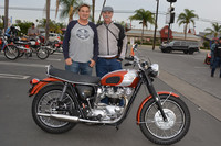 John Calicchio and Brian Tinkler with a 1969 Triumph Bonneville
