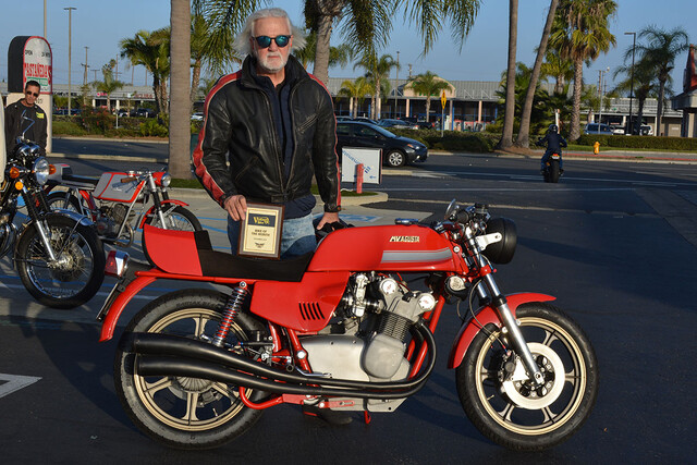 Ernesto Quiroga of Long Beach with his 1977 MV Agusta 850 Monza