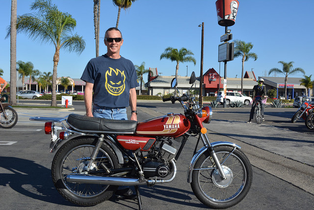 Russ Truex of Huntington Beach with his
1975 Yamaha RD125B