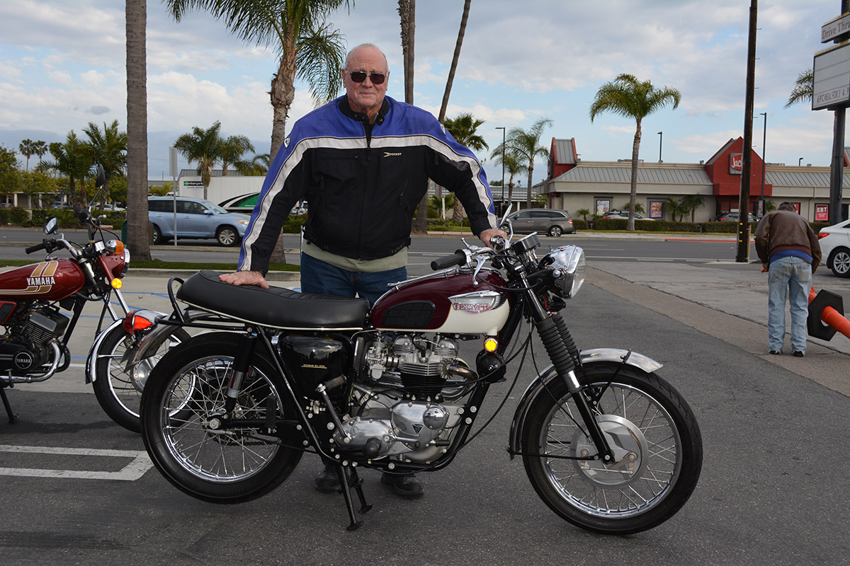 Larry Horn of Huntington Beach with his 1970 Triumph TR6C