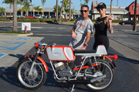 Baird Bergenthal of Midway City with his 1967 ItalJet Conquistador
with Chrystal of Russ Brown Motorcycle Attorneys