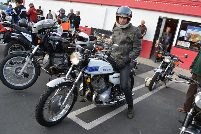 Larry French with his 1969 Kawasaki H1 500 Mach III