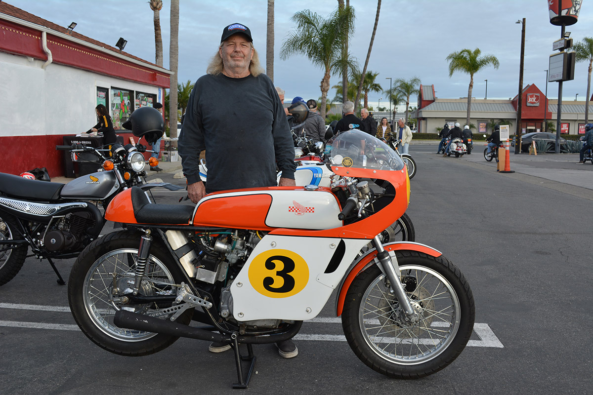 Larry Thomas of Laguna Niguel with his 1970 Honda CL450