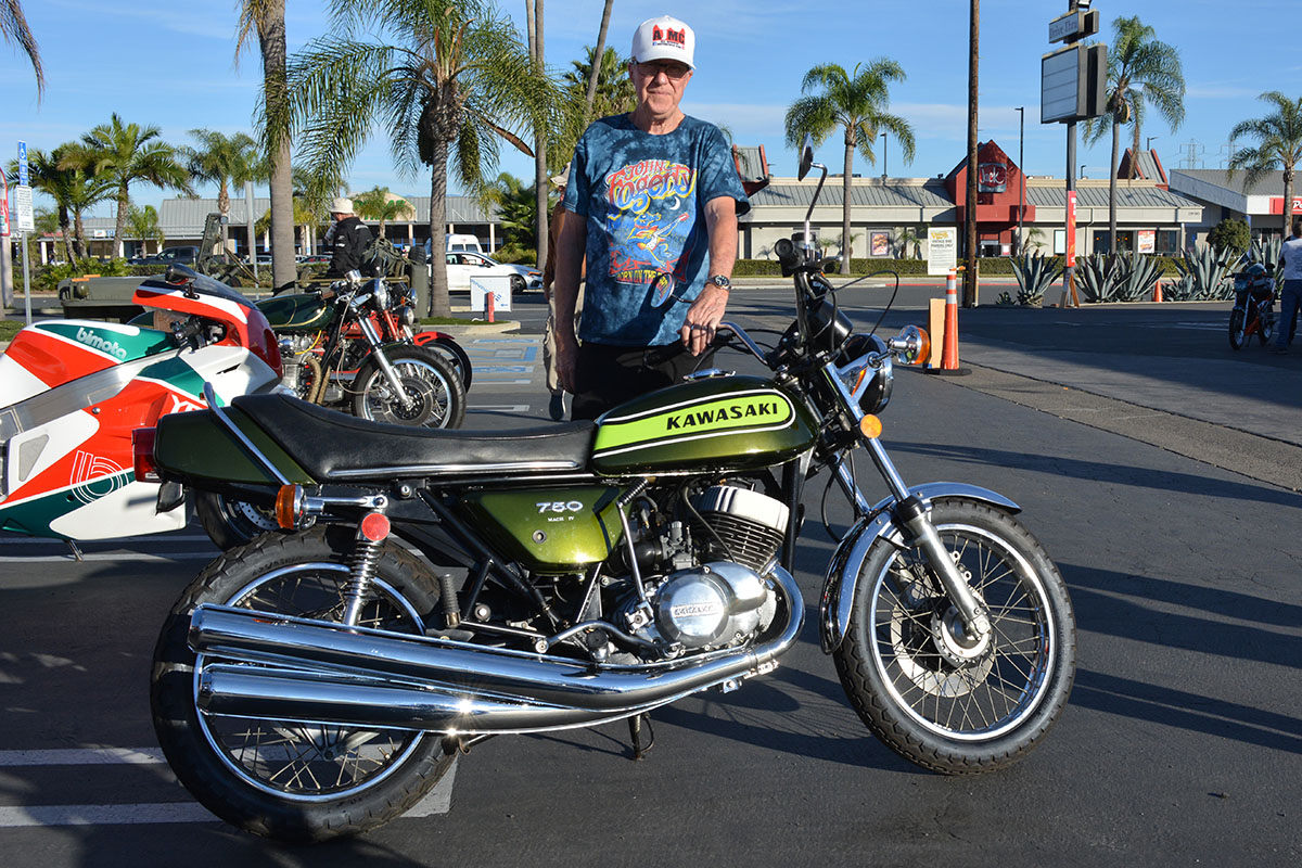 Bill McClennen of Placentia with his 1974 Kawasaki H2 750