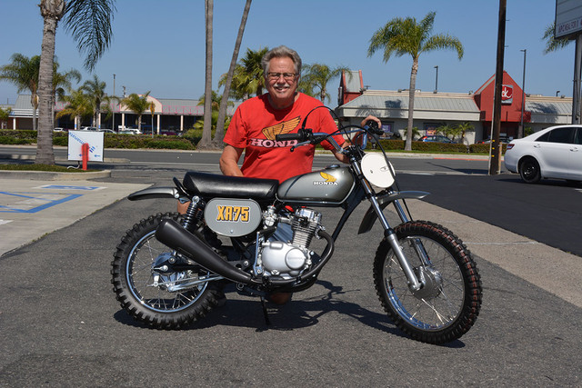 Doug Rickertsen of Huntington Beach with his
1974 Honda XR75