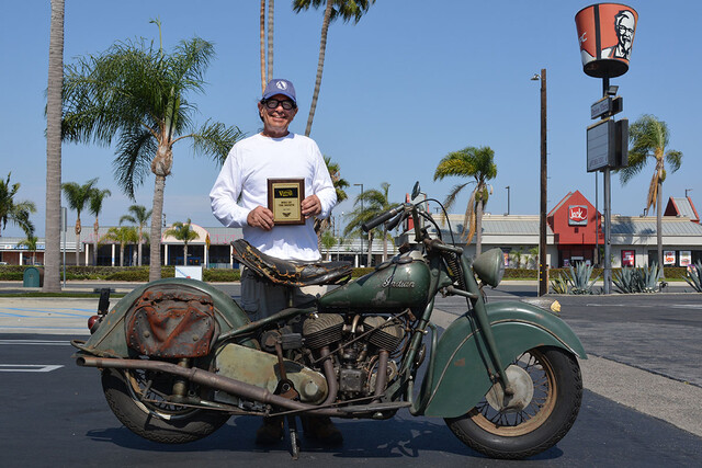 Bob Barnett of Costa Mesa with his 1947 Indian Chief