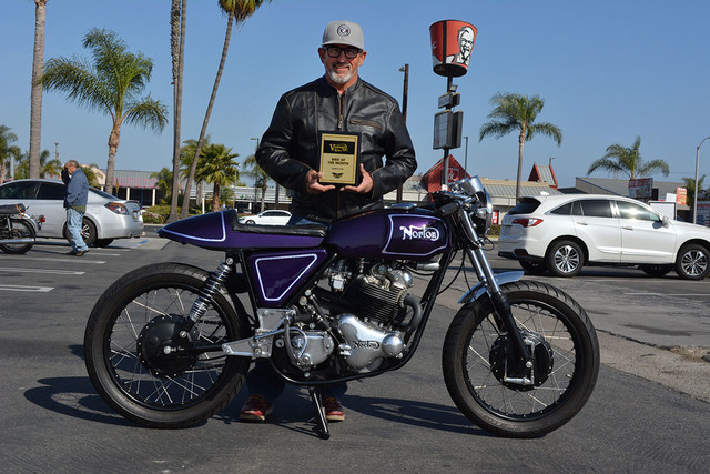 Vince Driscoll of Long Beach with his 
1970 Norton Commando 750