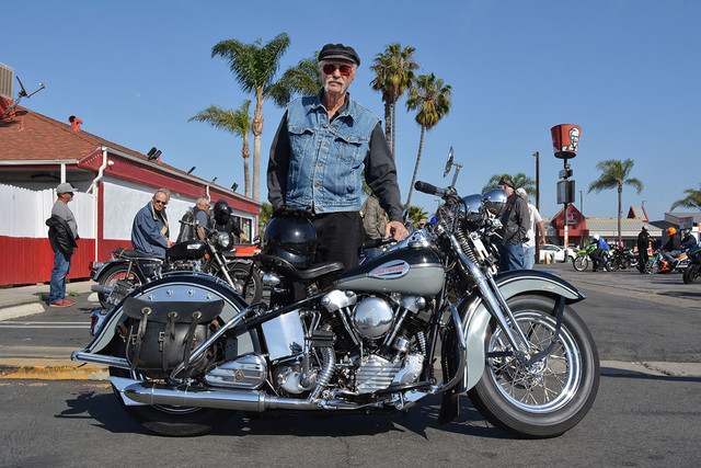 Steve Cook of Bellflower with his
1941 Harley Davidson EL Deluxe