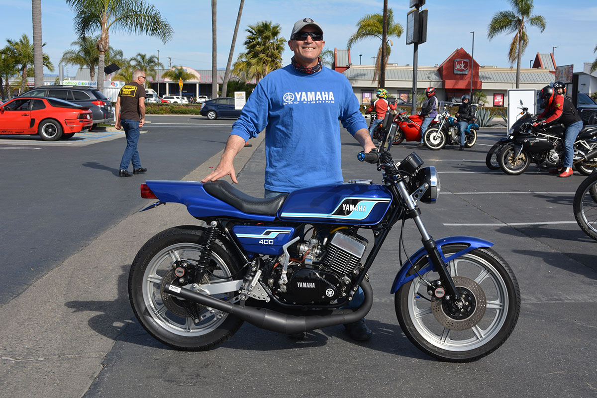 Ken Brumm of Los Alamitos with his 1977 Yamaha RD400