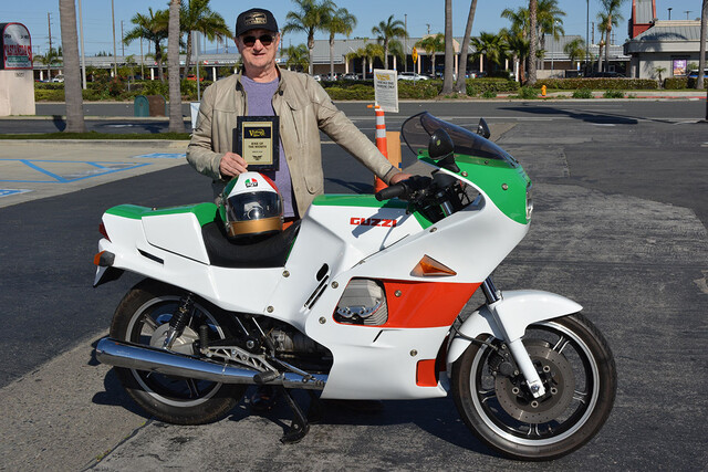 Eugene Garcin of Hollywood with his 1993 Moto Guzzi SP3