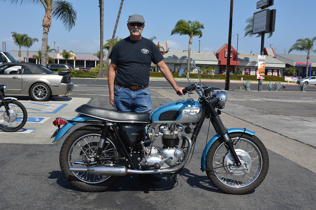 Brian Tinker of Triumph Classic Motorcycles with Tom Badoud's 1968 Triumph TR6 Trophy Sport