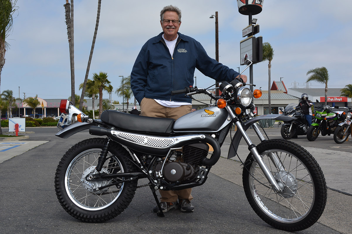 Doug Rickertsen of Huntington Beach with his 1975 Honda MT250 Elsinore