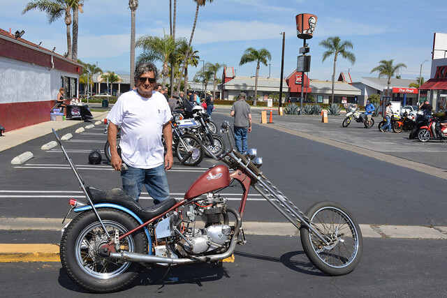 Carl Felix of Costa Mesa with his  1972 Triumph TR6 Chopper