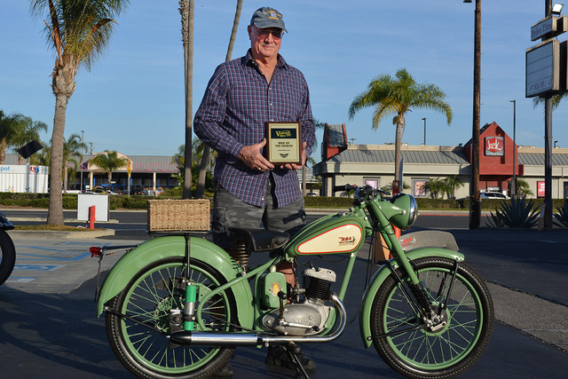 Larry Horn of Huntington Beach with his
1961 BSA D1 Bantam