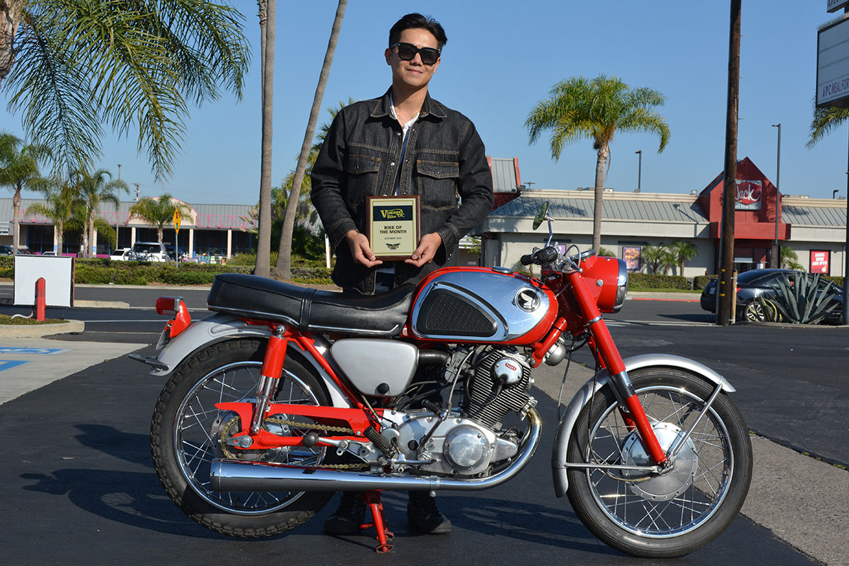 Kenny Tran of Santa Ana with his 1964 Honda CB77 Super Hawk