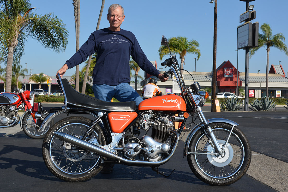 Steve Ames of Santa Ana with his 1974 Norton Commando 850 Hi-Rider