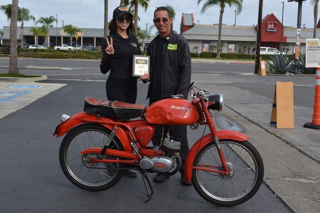 Baird Bergenthal with his 1956 Garelli Mosquito Sport 50
with Crystal of Russ Brown Attorneys