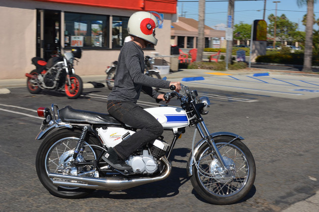 Larry French with his 1969 Kawasaki 500 H1