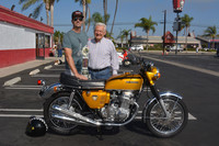 Mike Guterrez and Tony Palumbo with their 1969 Honda CB750 Sandcast