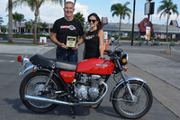 Jon Seidel of Huntington Beach with Vanessa of Russ Brown Motorcycle Attorneys 
1975 Honda CB400F Super Sport
