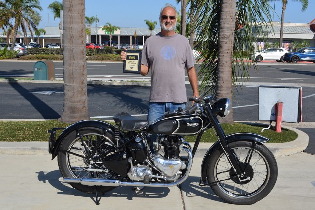 Jeff McCoy of Huntington Beach with his 1946 Triumph 3T
