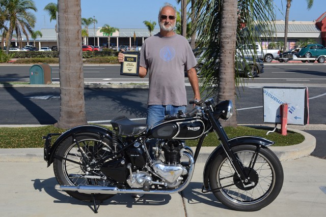 Jeff McCoy of Huntington Beach with his 1946 Triumph 3T