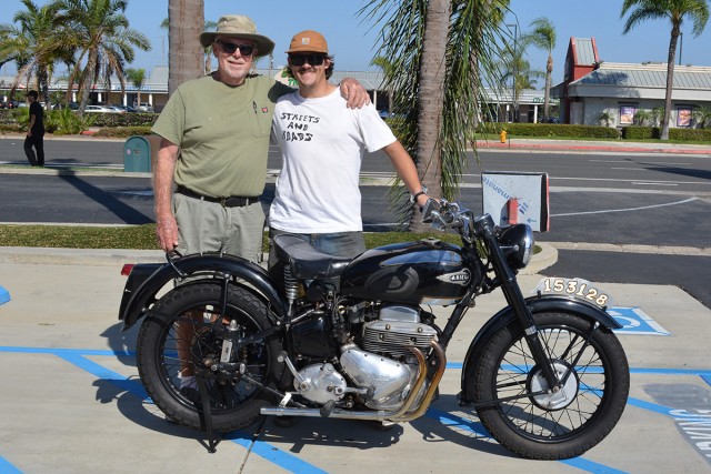 Bob Primmer of Corona Del Mar with his 1953 Ariel Square Four