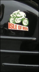 Isle of Man sticker on a 1968 Norton in Huntington Beach, CA